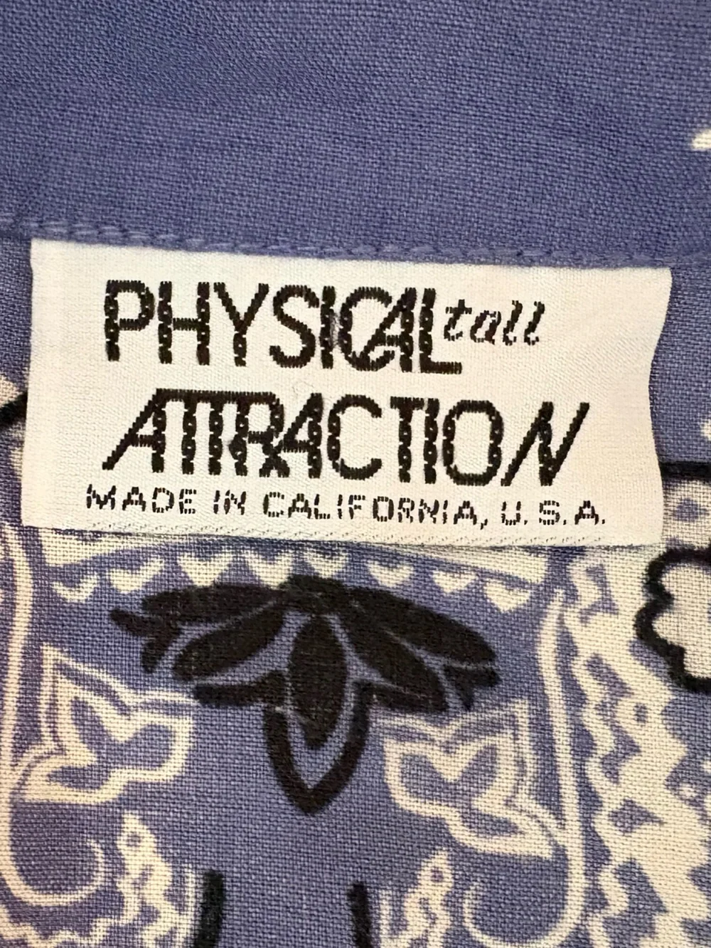 Vintage Physical Attraction Paisley Shirt Blue Large Tall USA